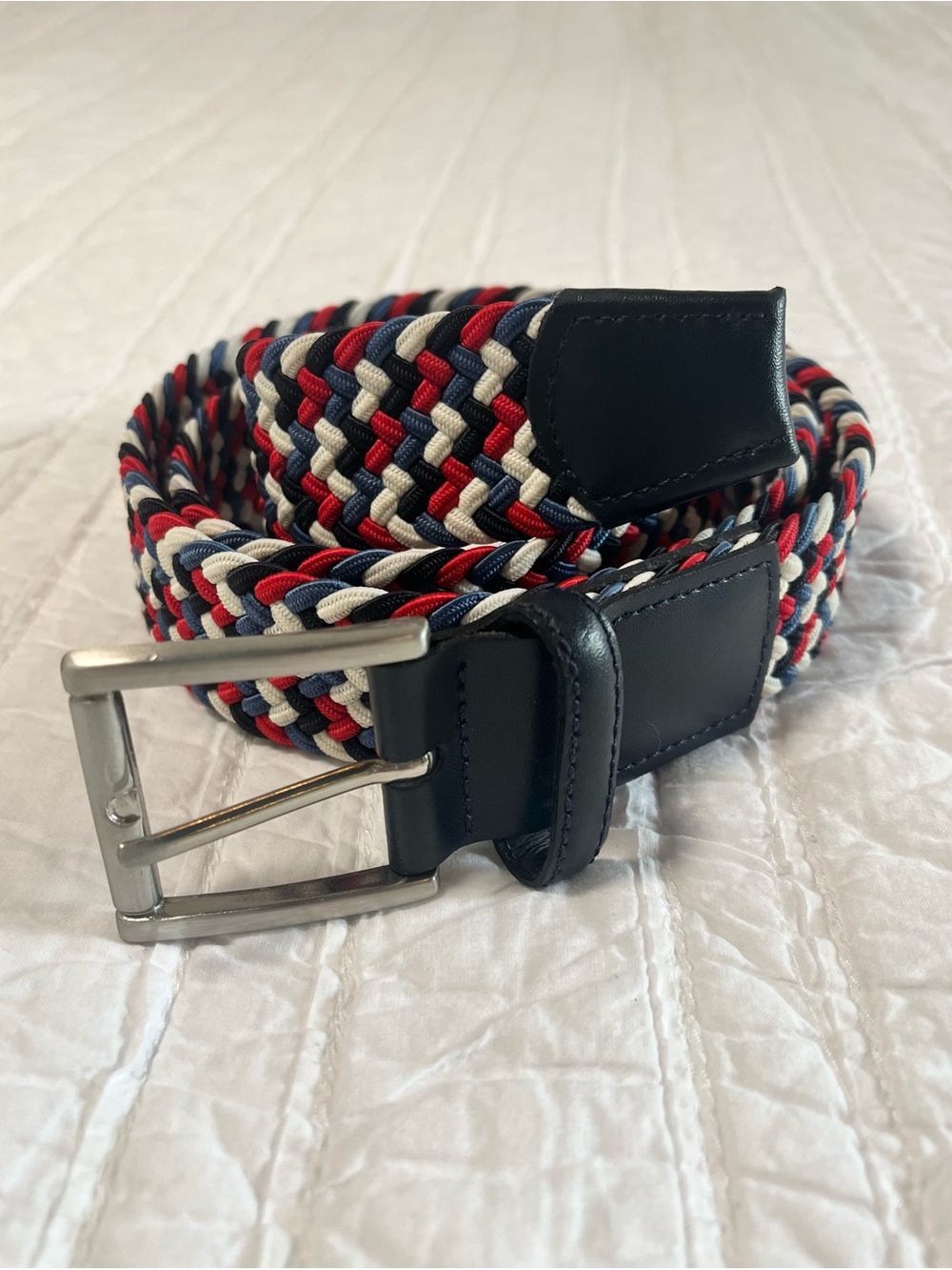 Men's Braided Red, White & Blue Woven Belt